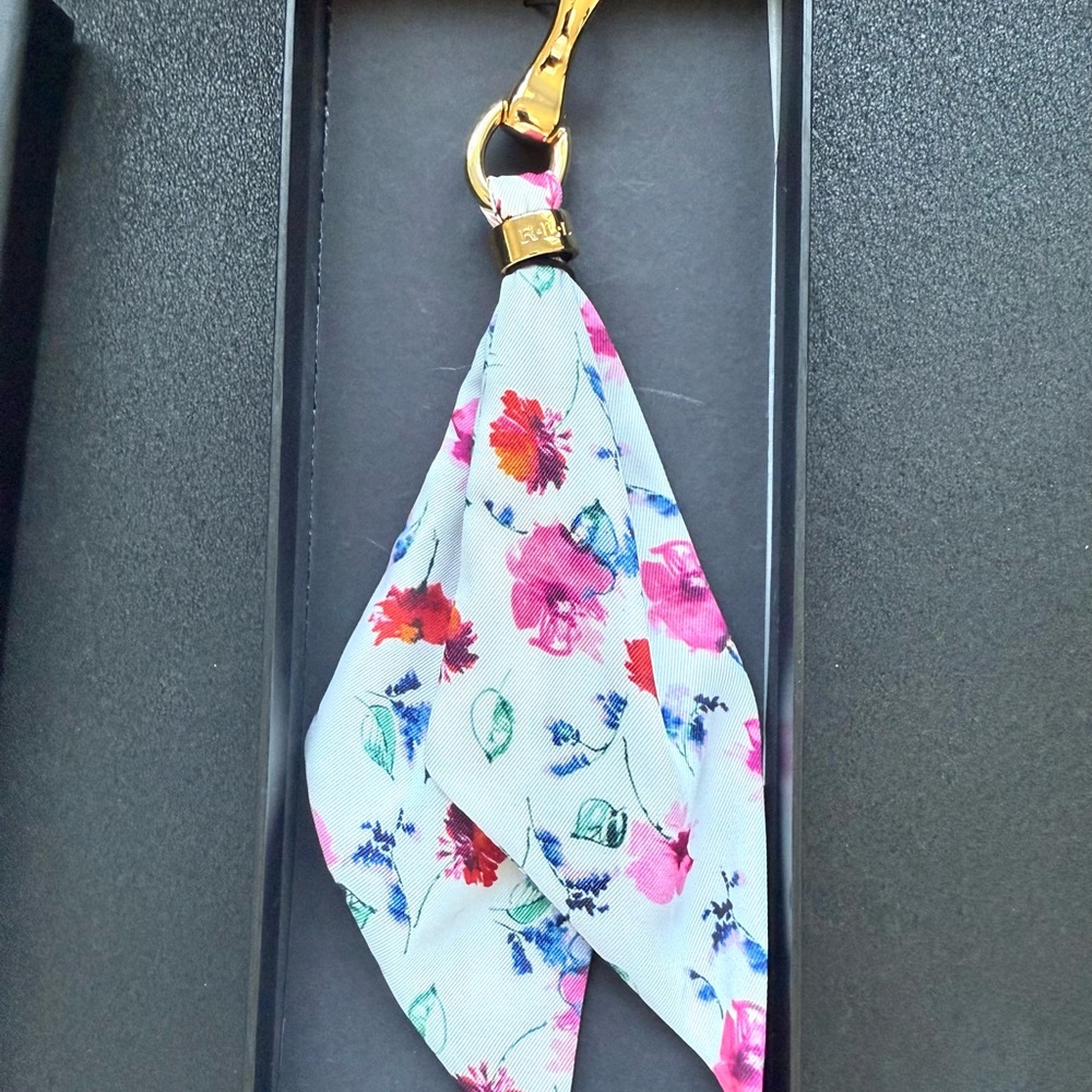Ralph Lauren Floral Keychain Accessory with gold hardware